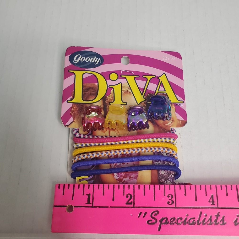 Vintage 90's Goody Diva Hair Accessories - 6 Elastic Hair Bands & 4 Mini Clips - Picture 3 of 3
